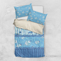 Hawaii Christmas In July Bedding Set Sky Blue Mele Kalikimaka Sea Animals DT05 US Twin 172cm x 218cm Blue - Polynesian Pride