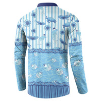 Hawaii Christmas In July Button Sweatshirt Sky Blue Mele Kalikimaka Sea Animals DT05 - Polynesian Pride