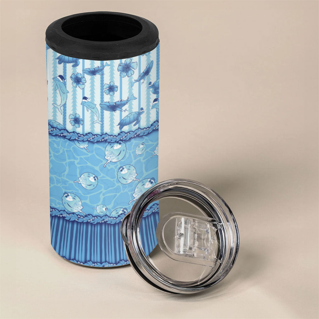 Hawaii Christmas In July 4 in 1 Can Cooler Tumbler Sky Blue Mele Kalikimaka Sea Animals DT05 - Polynesian Pride