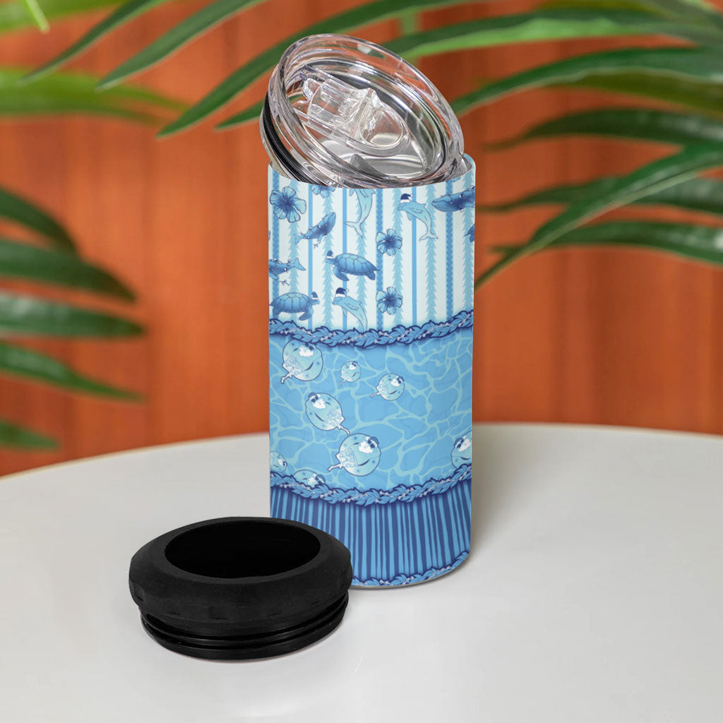 Hawaii Christmas In July 4 in 1 Can Cooler Tumbler Sky Blue Mele Kalikimaka Sea Animals DT05 - Polynesian Pride