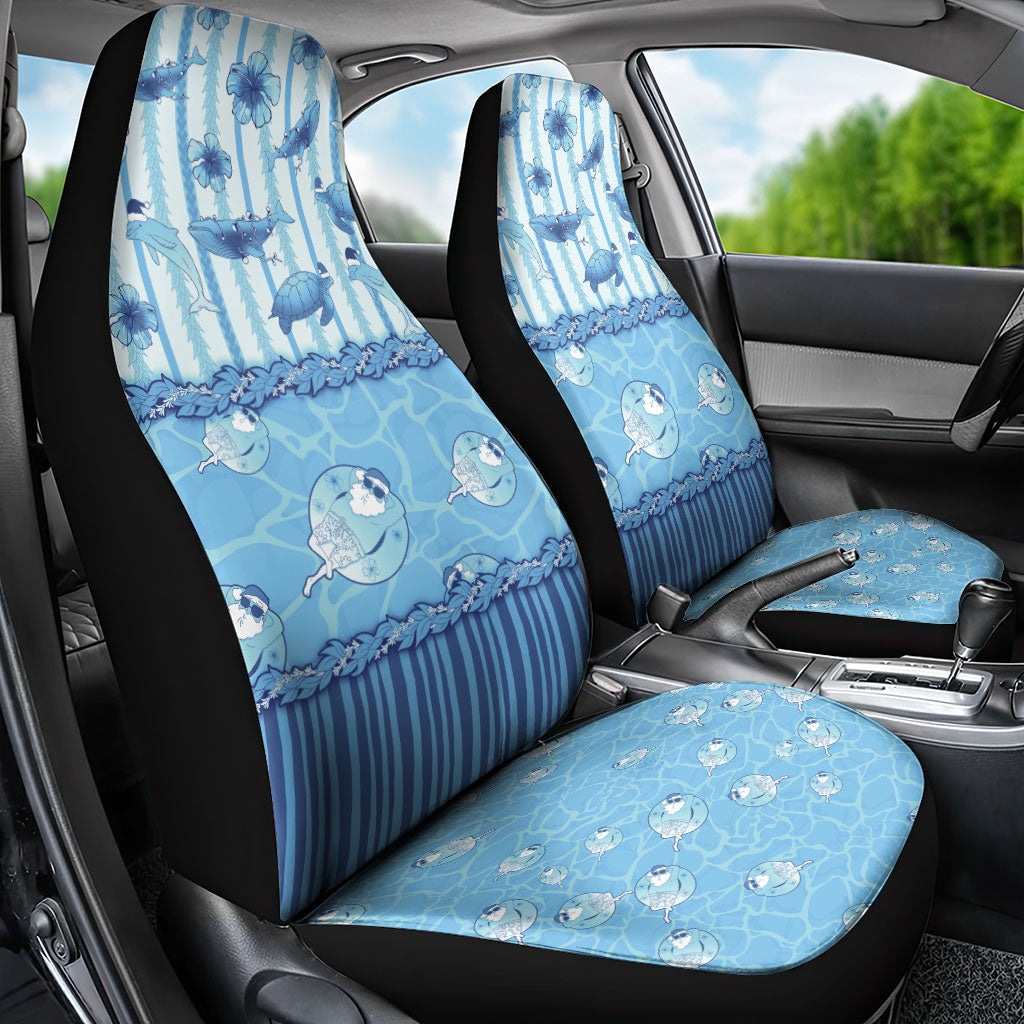 Hawaii Christmas In July Car Seat Cover Sky Blue Mele Kalikimaka Sea Animals DT05 - Polynesian Pride