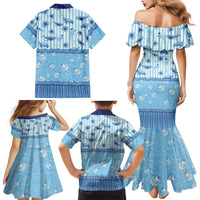 Hawaii Christmas In July Family Matching Mermaid Dress and Hawaiian Shirt Sky Blue Mele Kalikimaka Sea Animals DT05 - Polynesian Pride