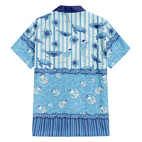 Hawaii Christmas In July Family Matching Off The Shoulder Long Sleeve Dress and Hawaiian Shirt Sky Blue Mele Kalikimaka Sea Animals DT05 - Polynesian Pride