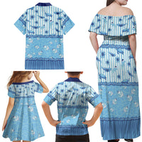 Hawaii Christmas In July Family Matching Off Shoulder Maxi Dress and Hawaiian Shirt Sky Blue Mele Kalikimaka Sea Animals DT05 - Polynesian Pride