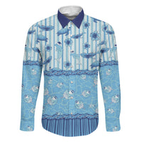 Hawaii Christmas In July Family Matching Summer Maxi Dress and Hawaiian Shirt Sky Blue Mele Kalikimaka Sea Animals DT05 Dad's Shirt - Long Sleeve Blue - Polynesian Pride