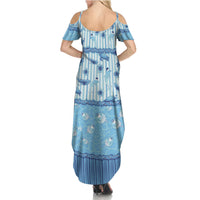 Hawaii Christmas In July Family Matching Summer Maxi Dress and Hawaiian Shirt Sky Blue Mele Kalikimaka Sea Animals DT05 - Polynesian Pride