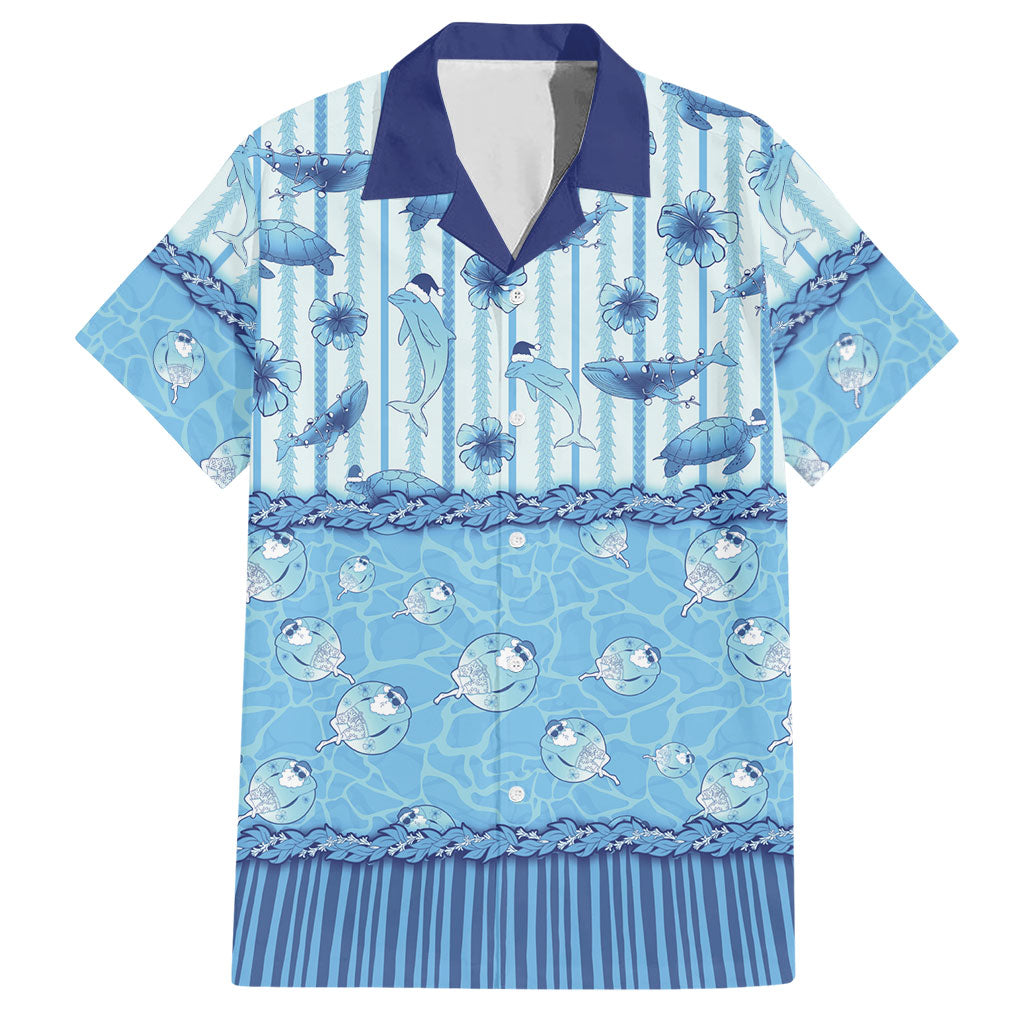 Hawaii Christmas In July Hawaiian Shirt Sky Blue Mele Kalikimaka Sea Animals DT05 Blue - Polynesian Pride