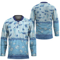 Hawaii Christmas In July Hockey Jersey Sky Blue Mele Kalikimaka Sea Animals