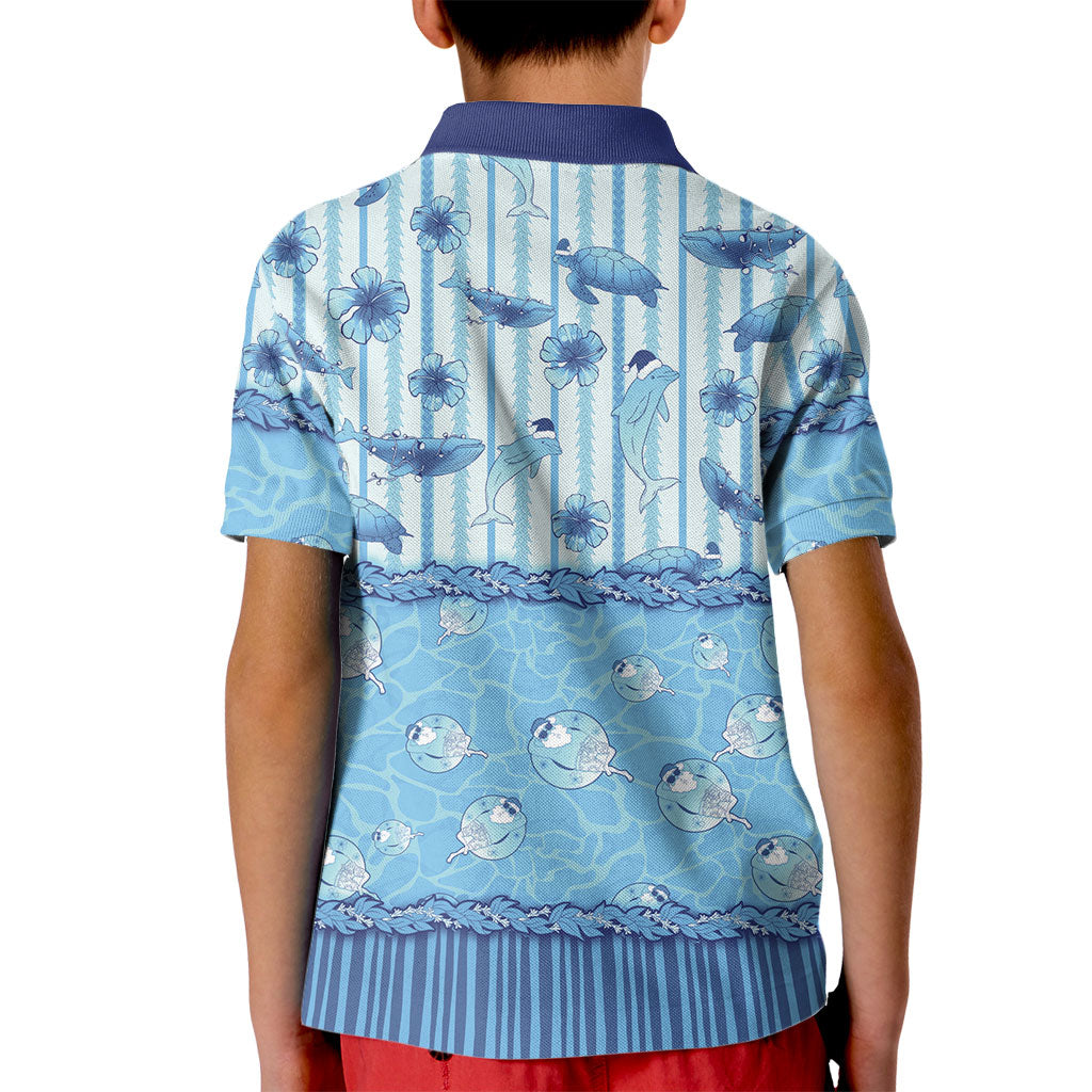 Hawaii Christmas In July Kid Polo Shirt Sky Blue Mele Kalikimaka Sea Animals DT05 - Polynesian Pride