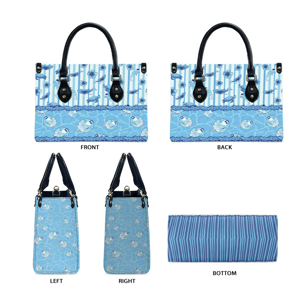 Hawaii Christmas In July Leather Bag Sky Blue Mele Kalikimaka Sea Animals DT05 - Polynesian Pride