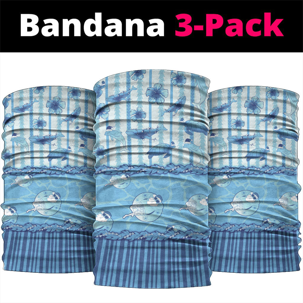 Hawaii Christmas In July Neck Gaiter Sky Blue Mele Kalikimaka Sea Animals DT05 package One Size: 25*50cm Blue - Polynesian Pride
