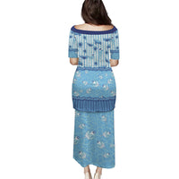 Hawaii Christmas In July Puletasi Sky Blue Mele Kalikimaka Sea Animals DT05 - Polynesian Pride