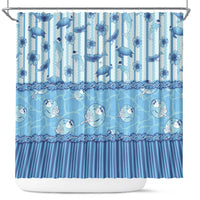 Hawaii Christmas In July Shower Curtain Sky Blue Mele Kalikimaka Sea Animals