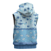 Hawaii Christmas In July Sleeveless Zip Hoodie Sky Blue Mele Kalikimaka Sea Animals DT05 - Polynesian Pride