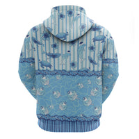Hawaii Christmas In July Zip Hoodie Sky Blue Mele Kalikimaka Sea Animals DT05 - Polynesian Pride