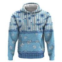 Hawaii Christmas In July Zip Hoodie Sky Blue Mele Kalikimaka Sea Animals DT05 Pullover Hoodie Blue - Polynesian Pride