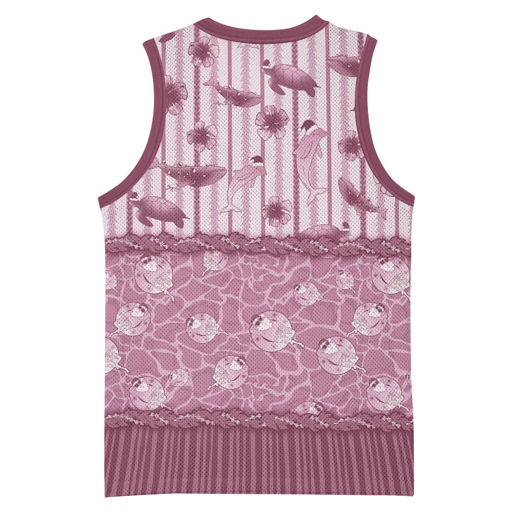 Hawaii Christmas In July Basketball Jersey Dusty Pink Mele Kalikimaka Sea Animals DT05 - Polynesian Pride