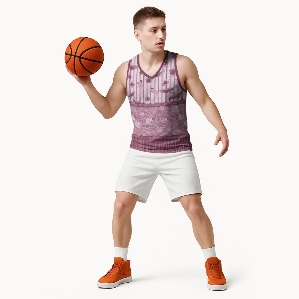 Hawaii Christmas In July Basketball Jersey Dusty Pink Mele Kalikimaka Sea Animals DT05 - Polynesian Pride