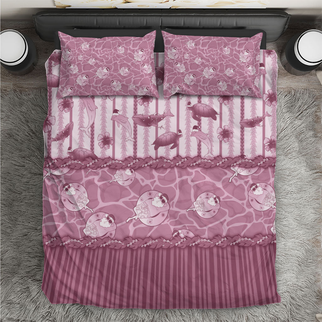 Hawaii Christmas In July Bedding Set Dusty Pink Mele Kalikimaka Sea Animals DT05 Pink - Polynesian Pride