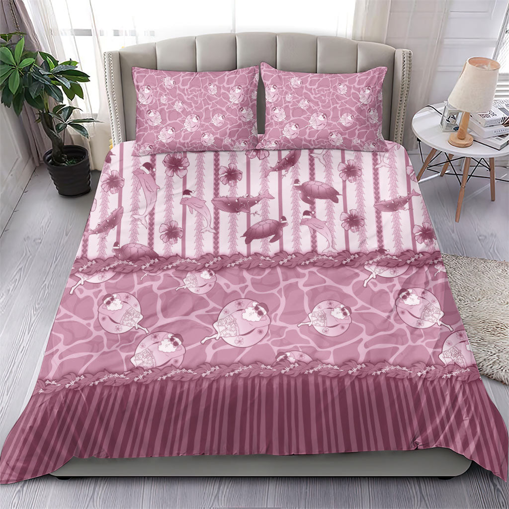 Hawaii Christmas In July Bedding Set Dusty Pink Mele Kalikimaka Sea Animals DT05 - Polynesian Pride