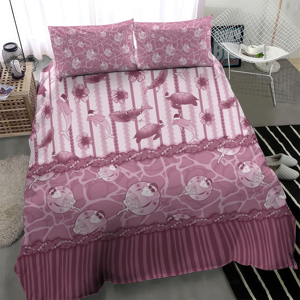 Hawaii Christmas In July Bedding Set Dusty Pink Mele Kalikimaka Sea Animals DT05 - Polynesian Pride