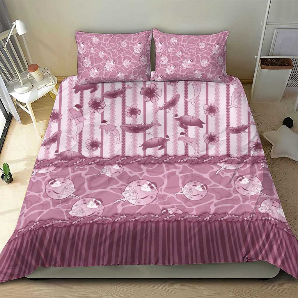 Hawaii Christmas In July Bedding Set Dusty Pink Mele Kalikimaka Sea Animals DT05 - Polynesian Pride