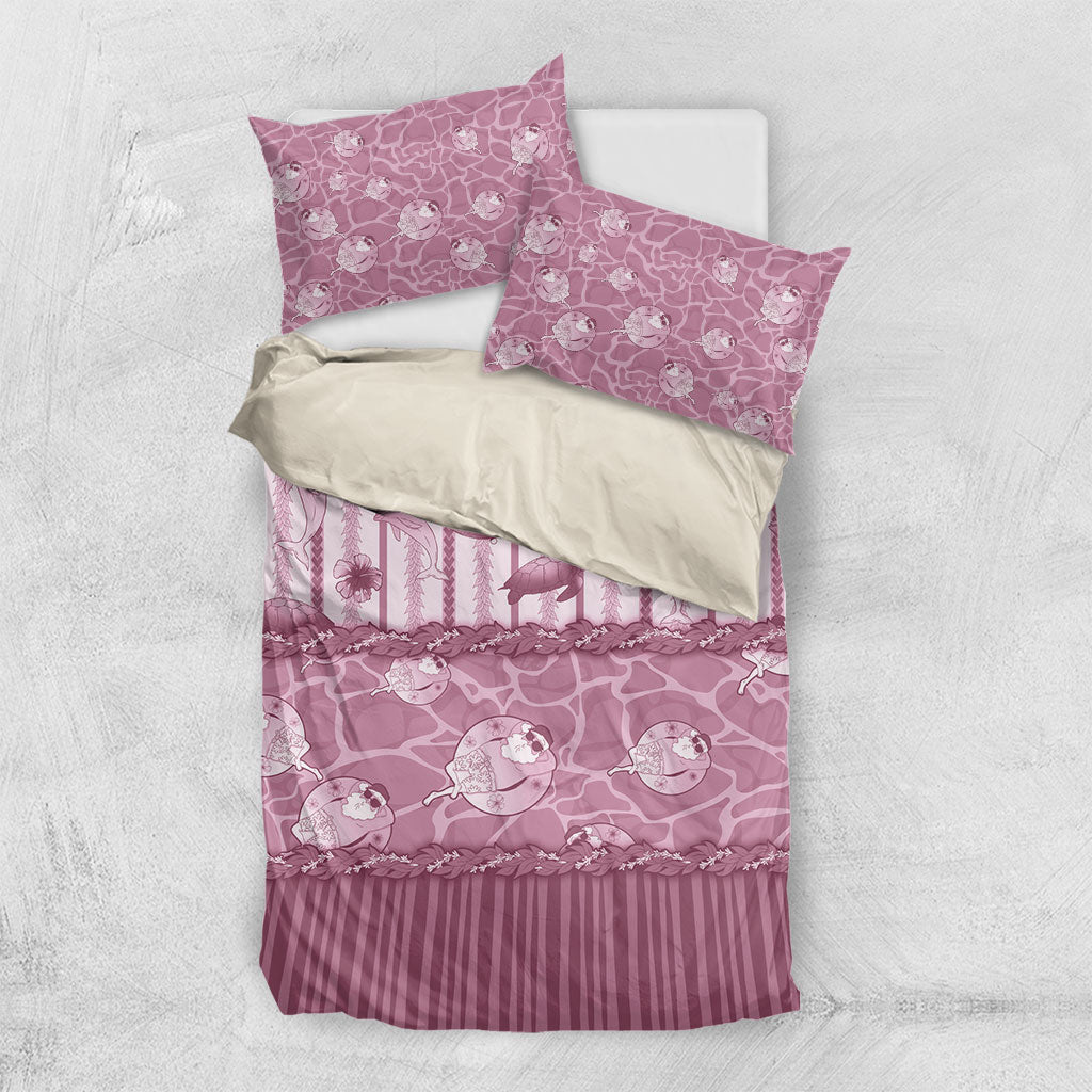 Hawaii Christmas In July Bedding Set Dusty Pink Mele Kalikimaka Sea Animals DT05 US Twin 172cm x 218cm Pink - Polynesian Pride