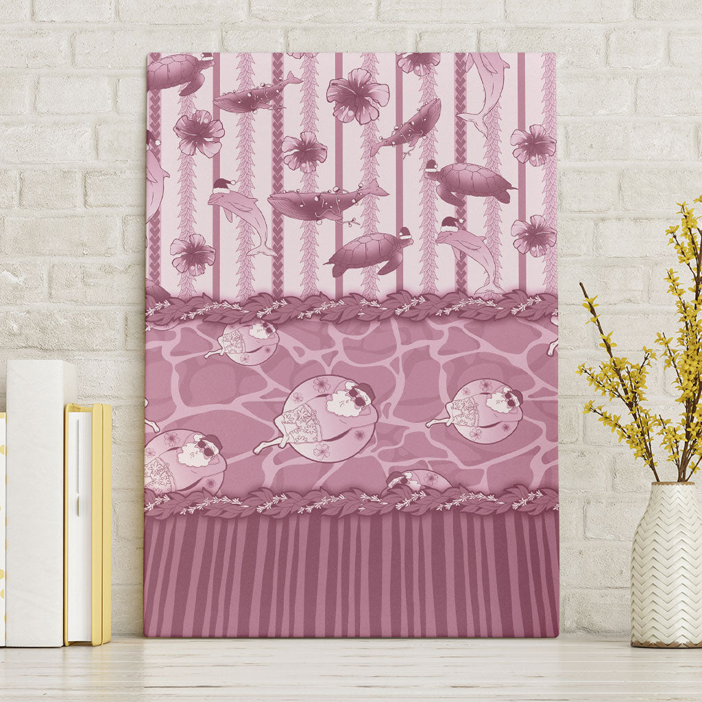 Hawaii Christmas In July Canvas Wall Art Dusty Pink Mele Kalikimaka Sea Animals DT05 Without Frame Pink - Polynesian Pride