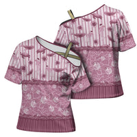 Hawaii Christmas In July Cross Shoulder Shirt Dusty Pink Mele Kalikimaka Sea Animals DT05 - Polynesian Pride