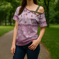 Hawaii Christmas In July Cross Shoulder Shirt Dusty Pink Mele Kalikimaka Sea Animals DT05 - Polynesian Pride