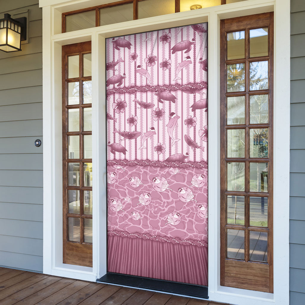 Hawaii Christmas In July Door Cover Dusty Pink Mele Kalikimaka Sea Animals DT05 - Polynesian Pride