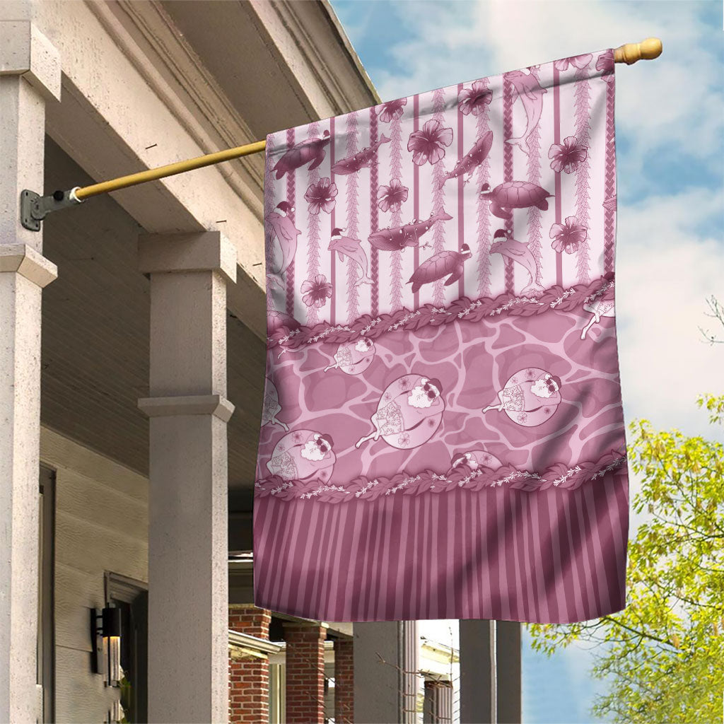 Hawaii Christmas In July Garden Flag Dusty Pink Mele Kalikimaka Sea Animals DT05 House Flag Pink - Polynesian Pride