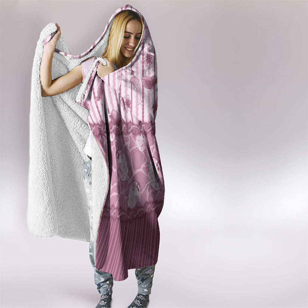Hawaii Christmas In July Hooded Blanket Dusty Pink Mele Kalikimaka Sea Animals DT05 - Polynesian Pride