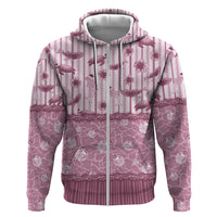 Hawaii Christmas In July Hoodie Dusty Pink Mele Kalikimaka Sea Animals DT05 Zip Hoodie Pink - Polynesian Pride