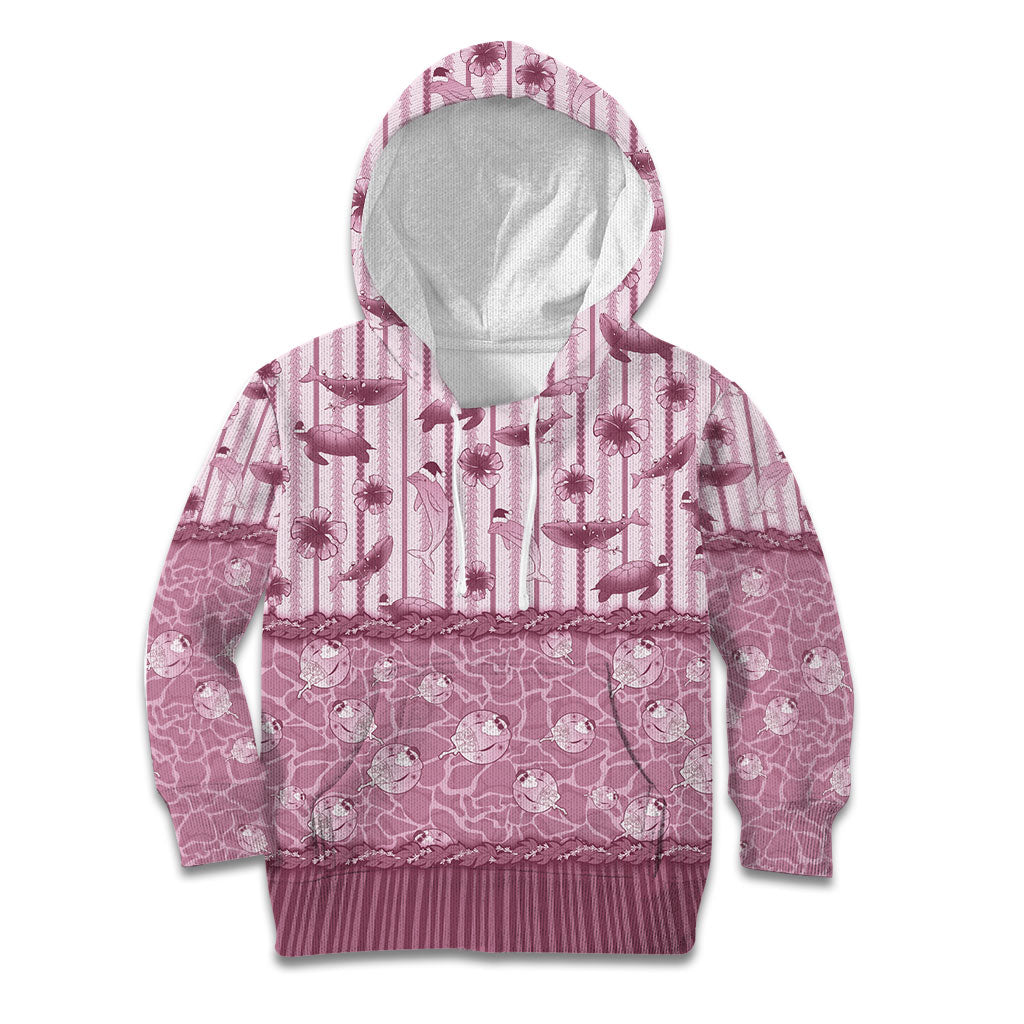 Hawaii Christmas In July Kid Hoodie Dusty Pink Mele Kalikimaka Sea Animals DT05 Hoodie Pink - Polynesian Pride