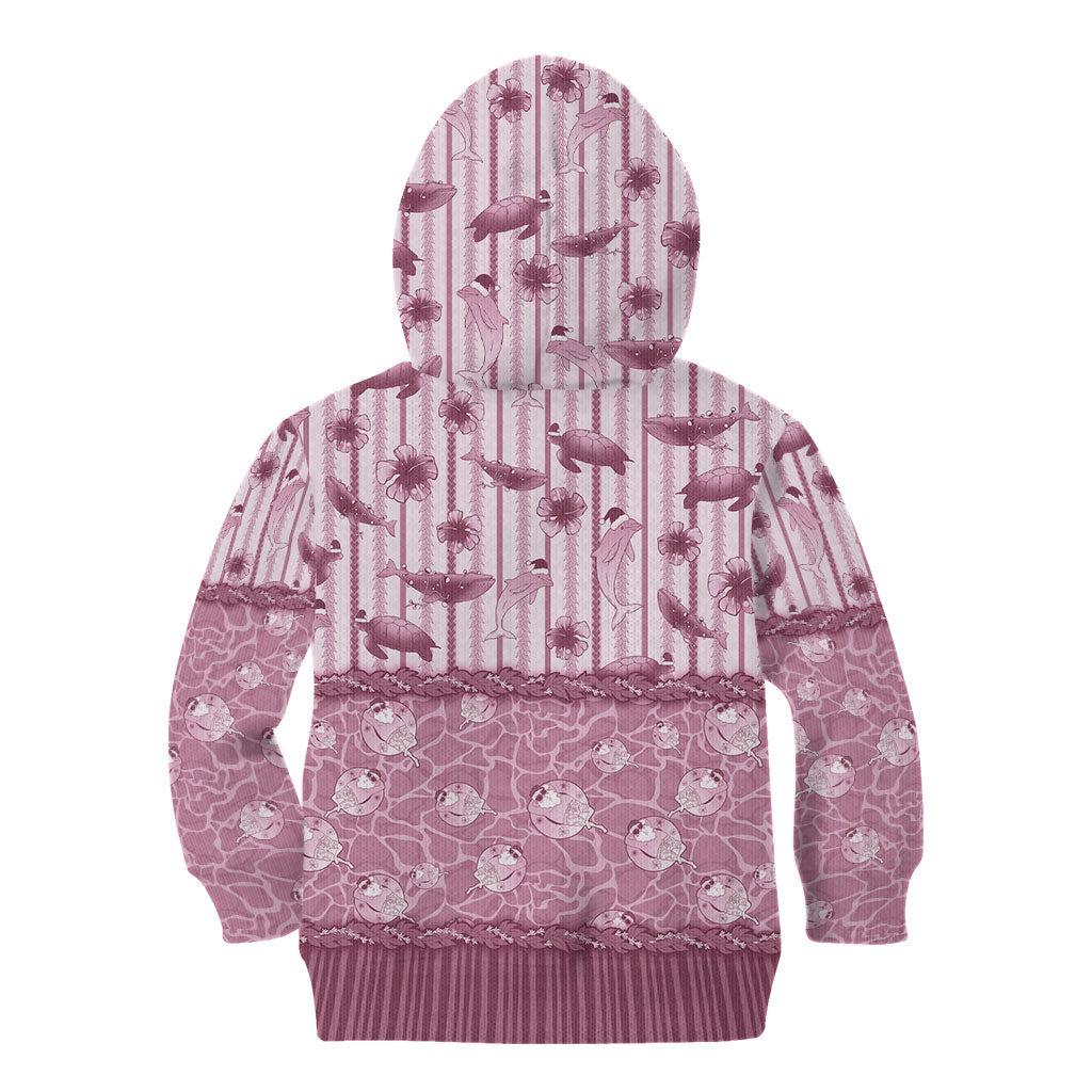 Hawaii Christmas In July Kid Hoodie Dusty Pink Mele Kalikimaka Sea Animals DT05 - Polynesian Pride