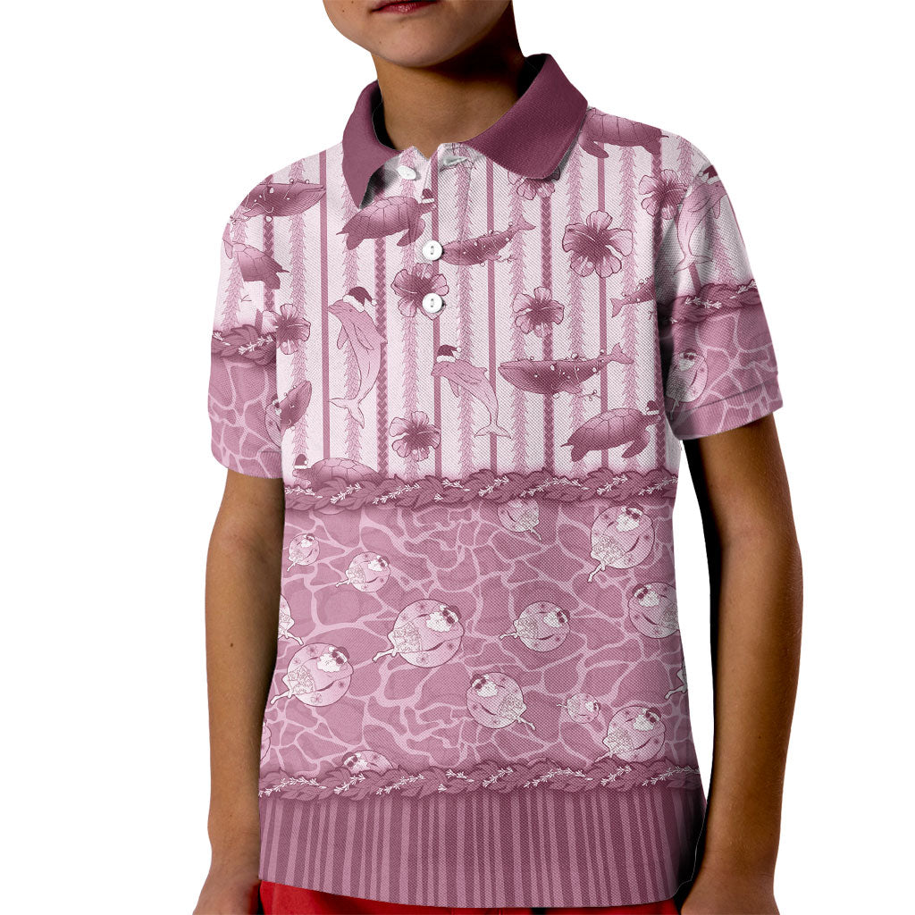 Hawaii Christmas In July Kid Polo Shirt Dusty Pink Mele Kalikimaka Sea Animals DT05 Kid Pink - Polynesian Pride