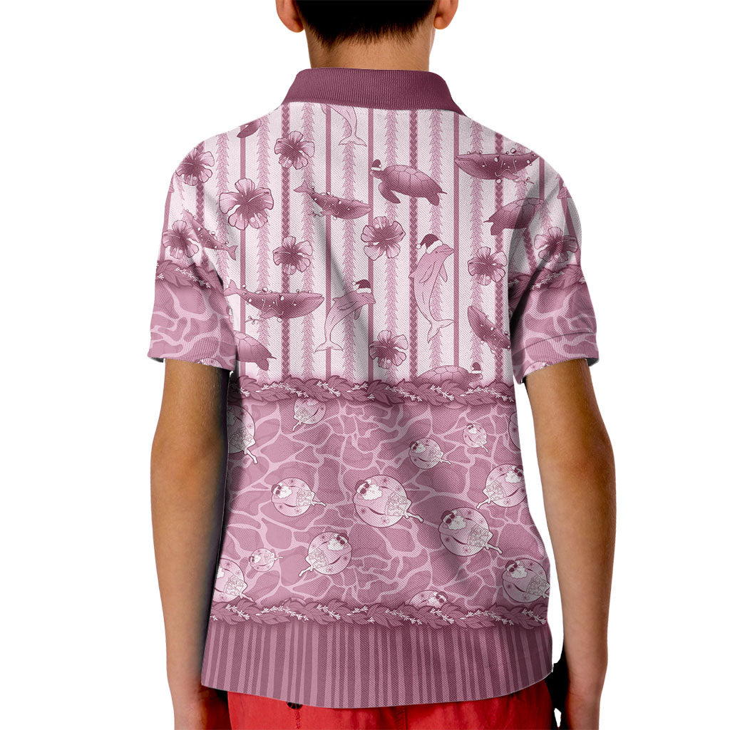 Hawaii Christmas In July Kid Polo Shirt Dusty Pink Mele Kalikimaka Sea Animals DT05 - Polynesian Pride