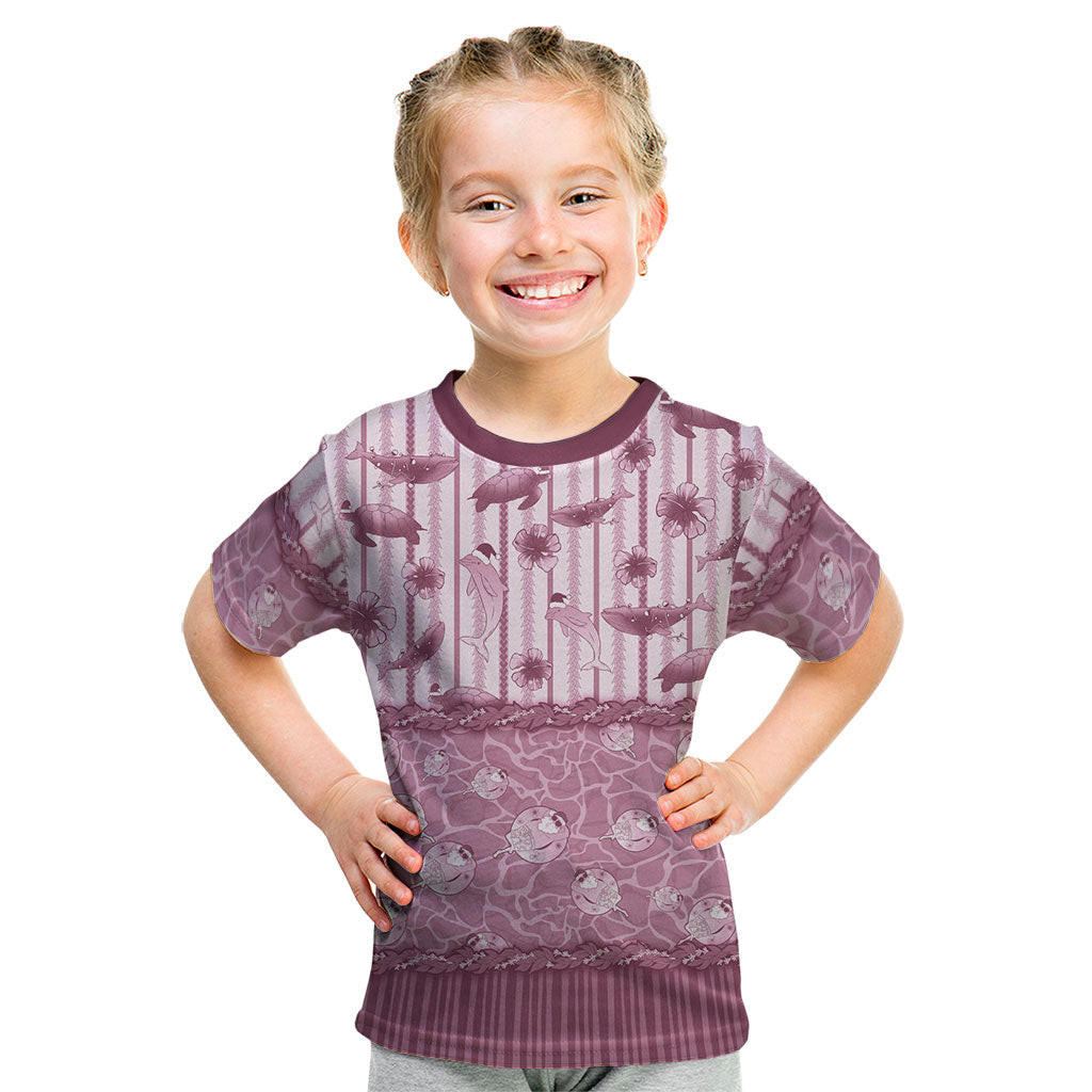 Hawaii Christmas In July Kid T Shirt Dusty Pink Mele Kalikimaka Sea Animals DT05 Pink - Polynesian Pride