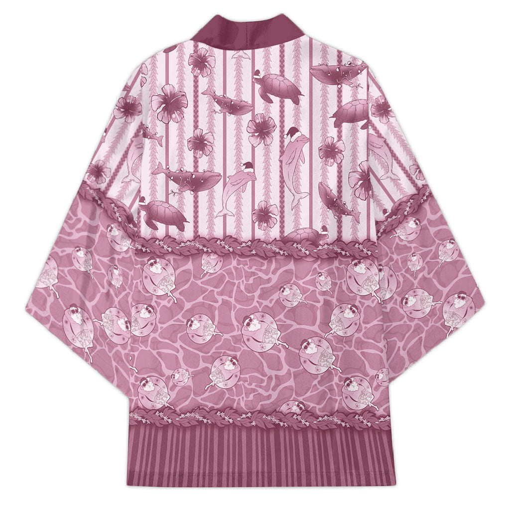 Hawaii Christmas In July Kimono Dusty Pink Mele Kalikimaka Sea Animals