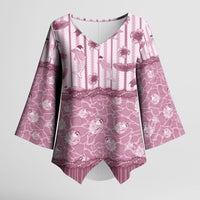 Hawaii Christmas In July Kimono Sleeve Blouse Dusty Pink Mele Kalikimaka Sea Animals DT05 Female Pink - Polynesian Pride