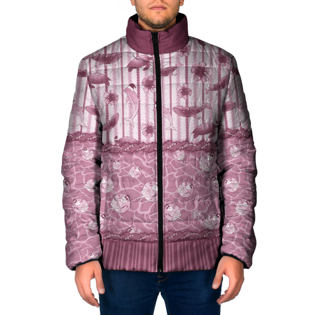 Hawaii Christmas In July Padded Jacket Dusty Pink Mele Kalikimaka Sea Animals DT05 Men Pink - Polynesian Pride
