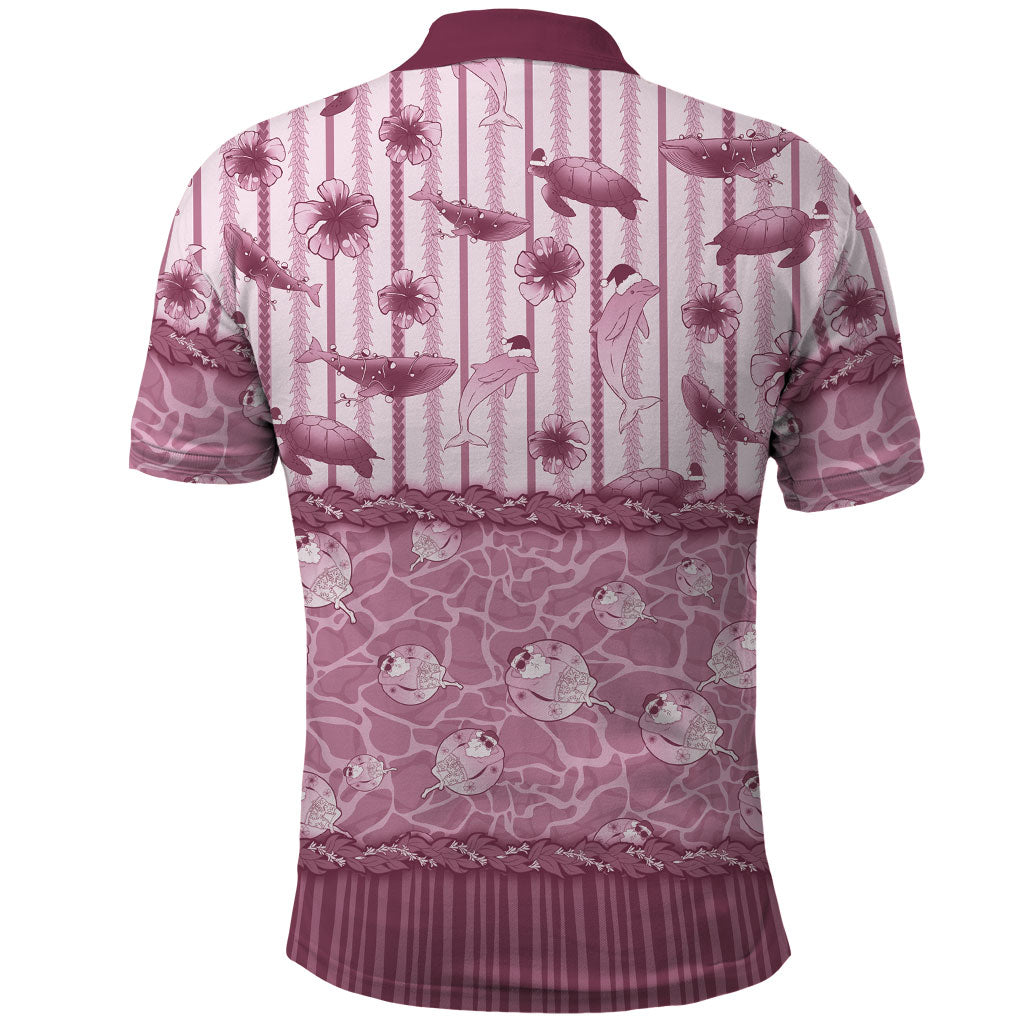 Hawaii Christmas In July Polo Shirt Dusty Pink Mele Kalikimaka Sea Animals DT05 - Polynesian Pride