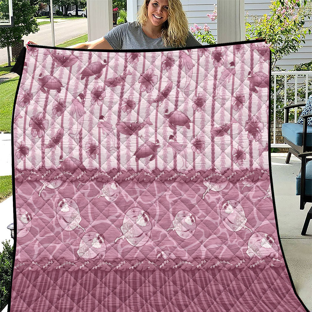 Hawaii Christmas In July Quilt Dusty Pink Mele Kalikimaka Sea Animals DT05 Pink - Polynesian Pride