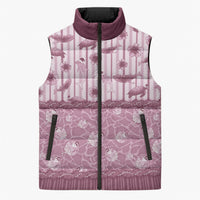 Hawaii Christmas In July Sleeveless Puffer Jacket Dusty Pink Mele Kalikimaka Sea Animals