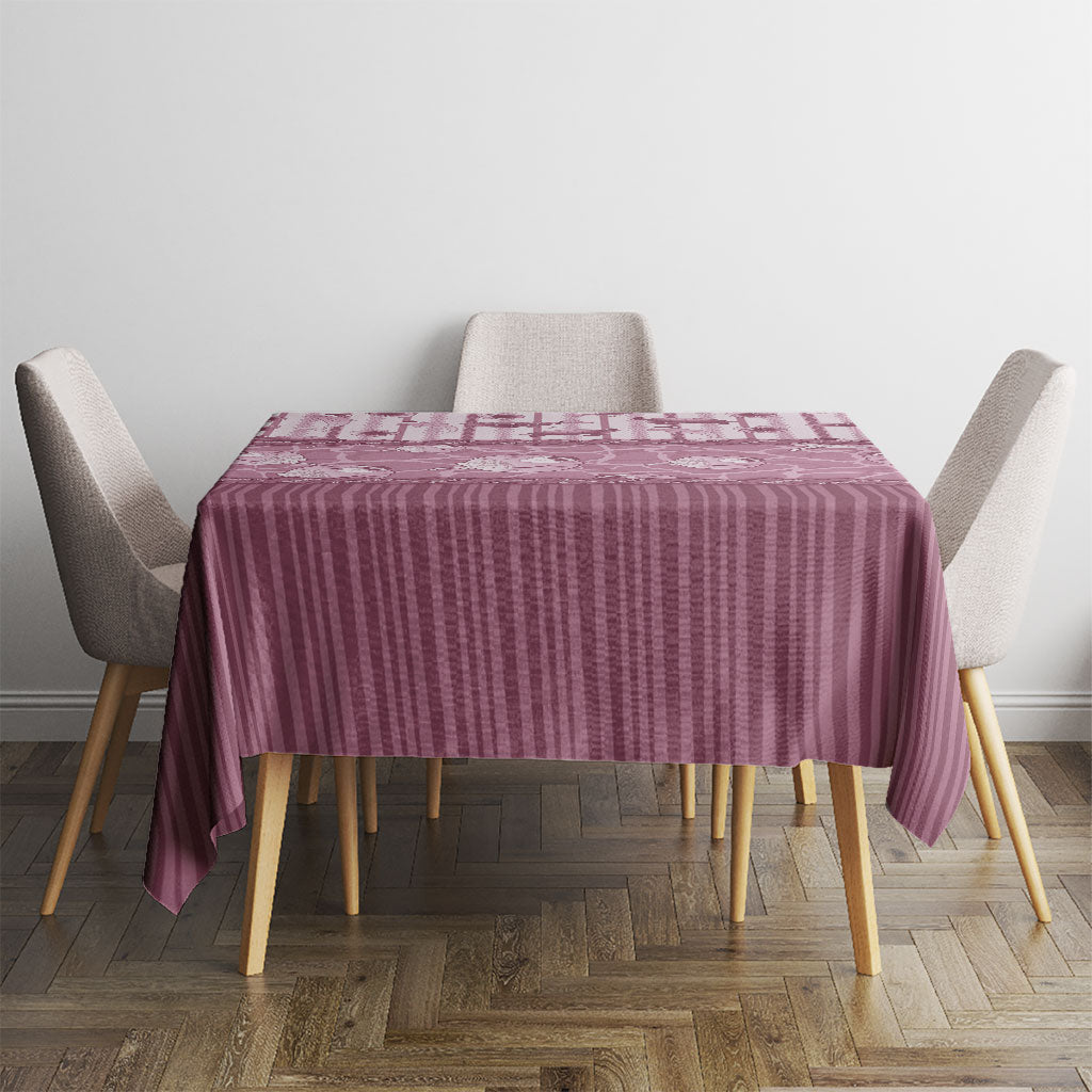 Hawaii Christmas In July Tablecloth Dusty Pink Mele Kalikimaka Sea Animals