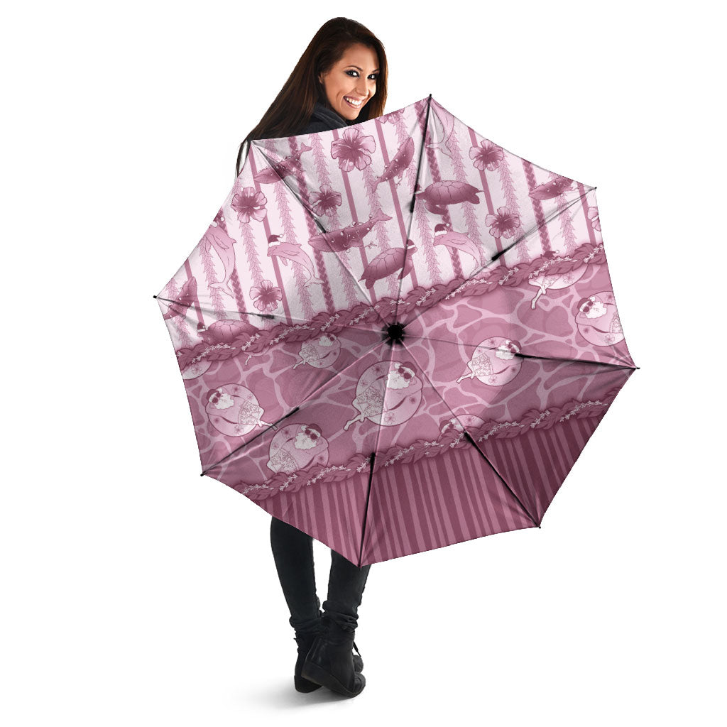 Hawaii Christmas In July Umbrella Dusty Pink Mele Kalikimaka Sea Animals