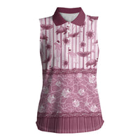 Hawaii Christmas In July Women Sleeveless Polo Shirt Dusty Pink Mele Kalikimaka Sea Animals DT05 Female Pink - Polynesian Pride