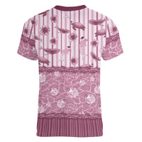Hawaii Christmas In July Women V-Neck T-Shirt Dusty Pink Mele Kalikimaka Sea Animals DT05 - Polynesian Pride