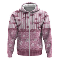 Hawaii Christmas In July Zip Hoodie Dusty Pink Mele Kalikimaka Sea Animals DT05 Zip Hoodie Pink - Polynesian Pride